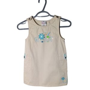 Vintage 90s Disney Store Tinker Bell Dress Jumper Size 4/5 Embroidered Pockets
